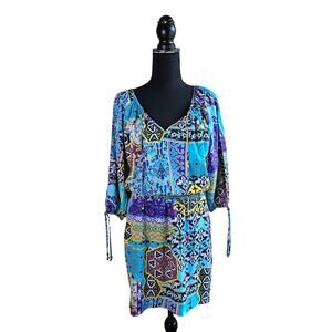 CACHE Brightly Colored Summer Spring Blouson Dress Size Small Vacation Resort